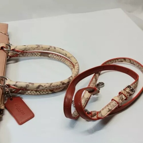 Coach F11751 Crosby Carryall Tote Nude Pink Multi Python Embossed Leather GUC - Picture 14 of 15